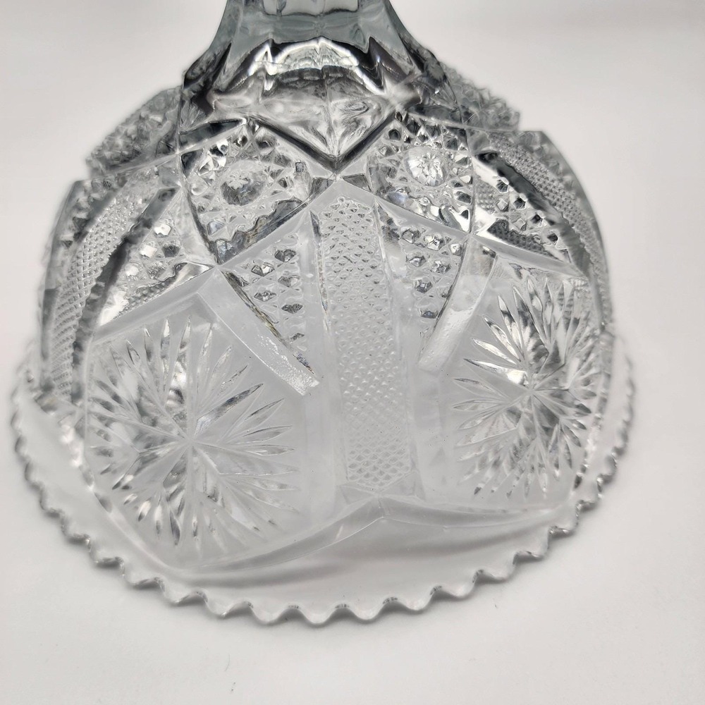Vintage Clear Pressed Glass Pedestal Compote Candy Dish Sawtooth Starburst 6 1/2 - Picture 12 of 12
